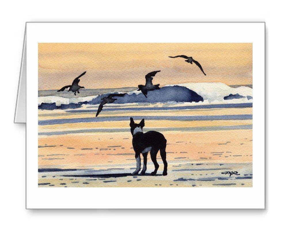 Boston Terrier Sunset - Set of 10 Note Cards With Envelopes