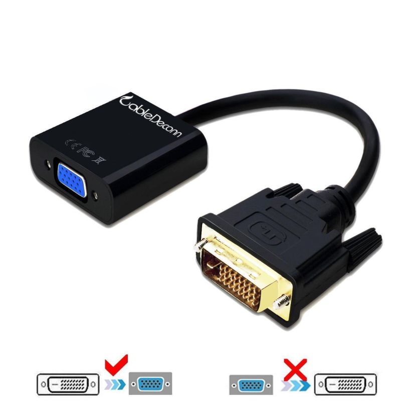 CableDeconn Active DVI-D Link 24+1 male to VGA FeMale M/F Video Cable Adapter Converter