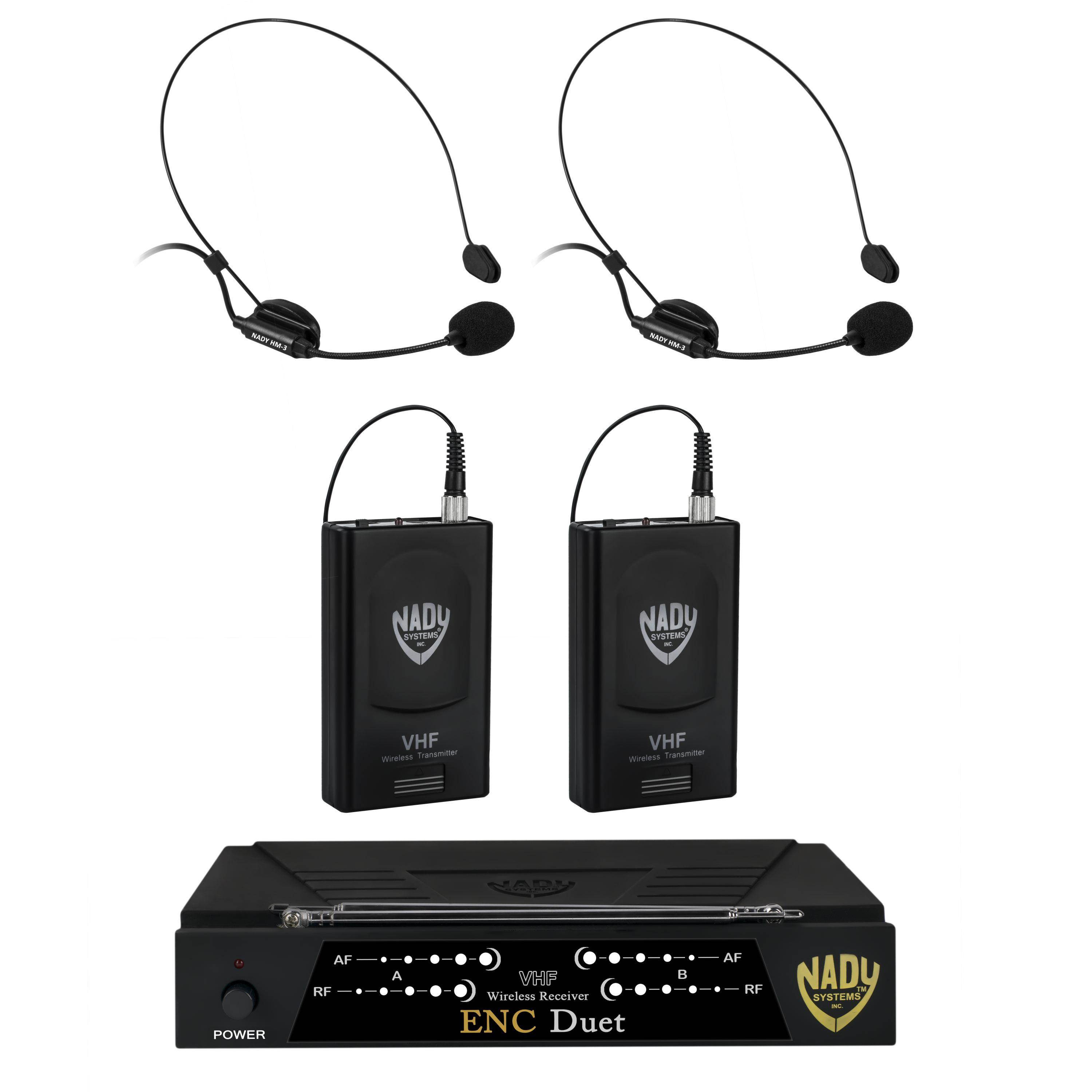 Nady ENC DUET Wireless Dual Channel Headset Microphone System With 2 Headmics & Bodypack Transmitters