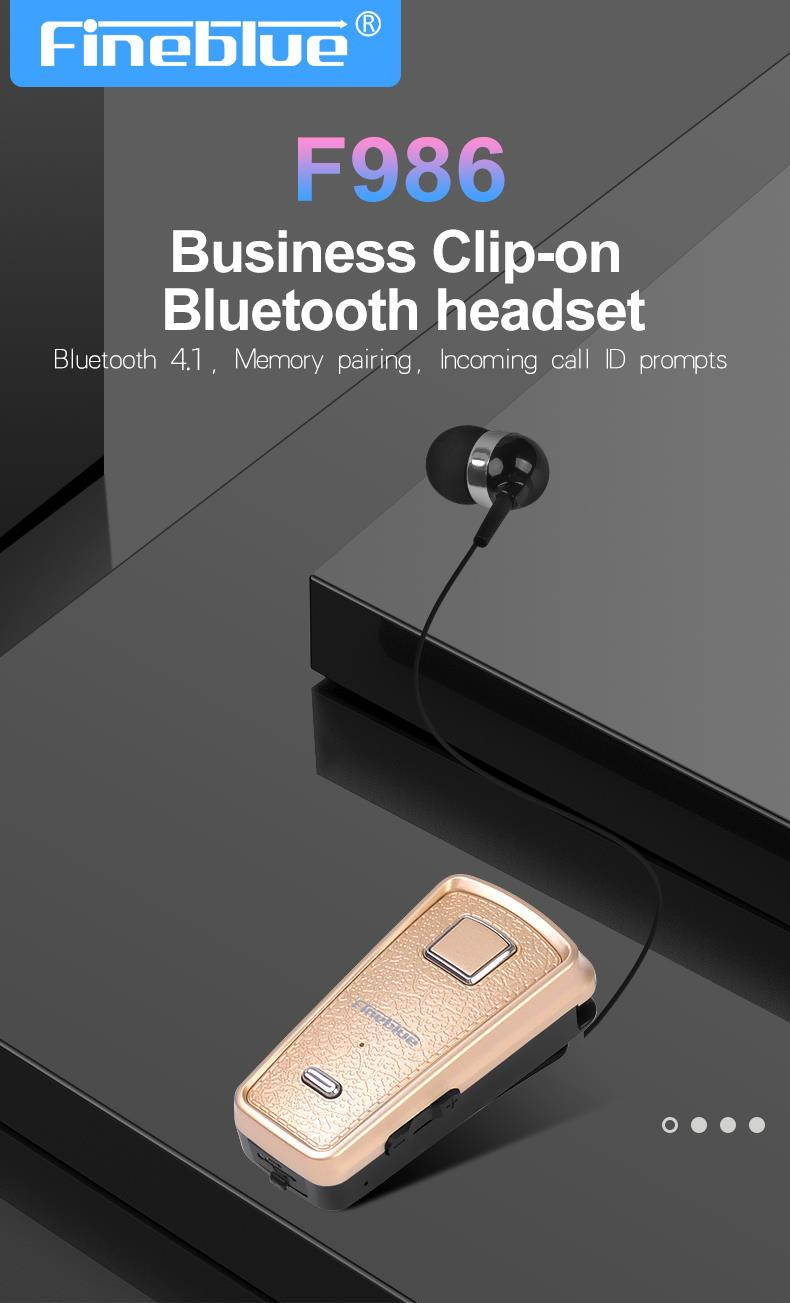 Fineblue F986 Bluetooth Earphone In-Ear Handsfree with Microphone Headset Wireless (White)
