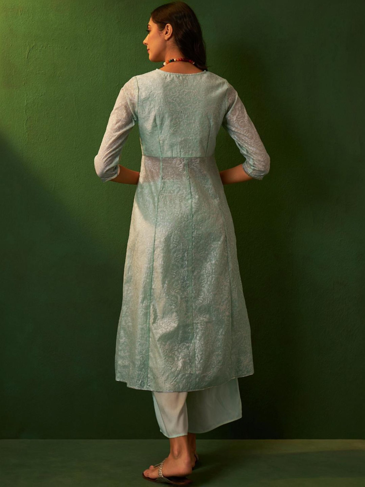 Ziyaa Blue Printed Kurta Palazzo Set