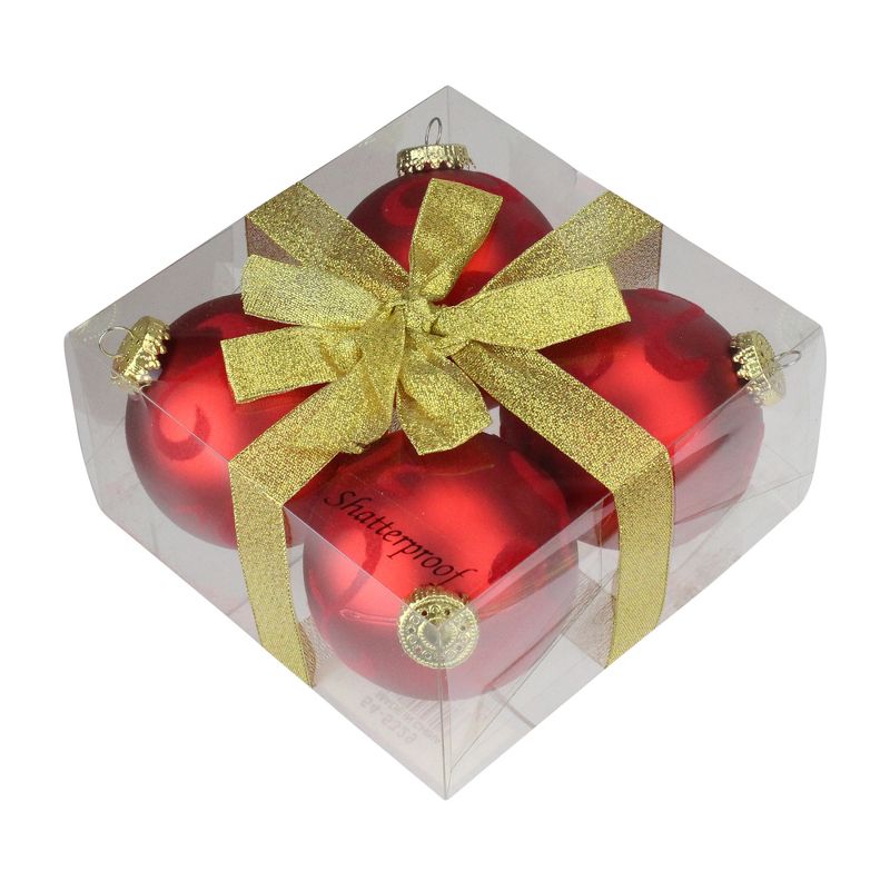 Barcana 4ct Swirl Embellish Shatterproof Christmas Ball Ornament Set 2.75" - Red