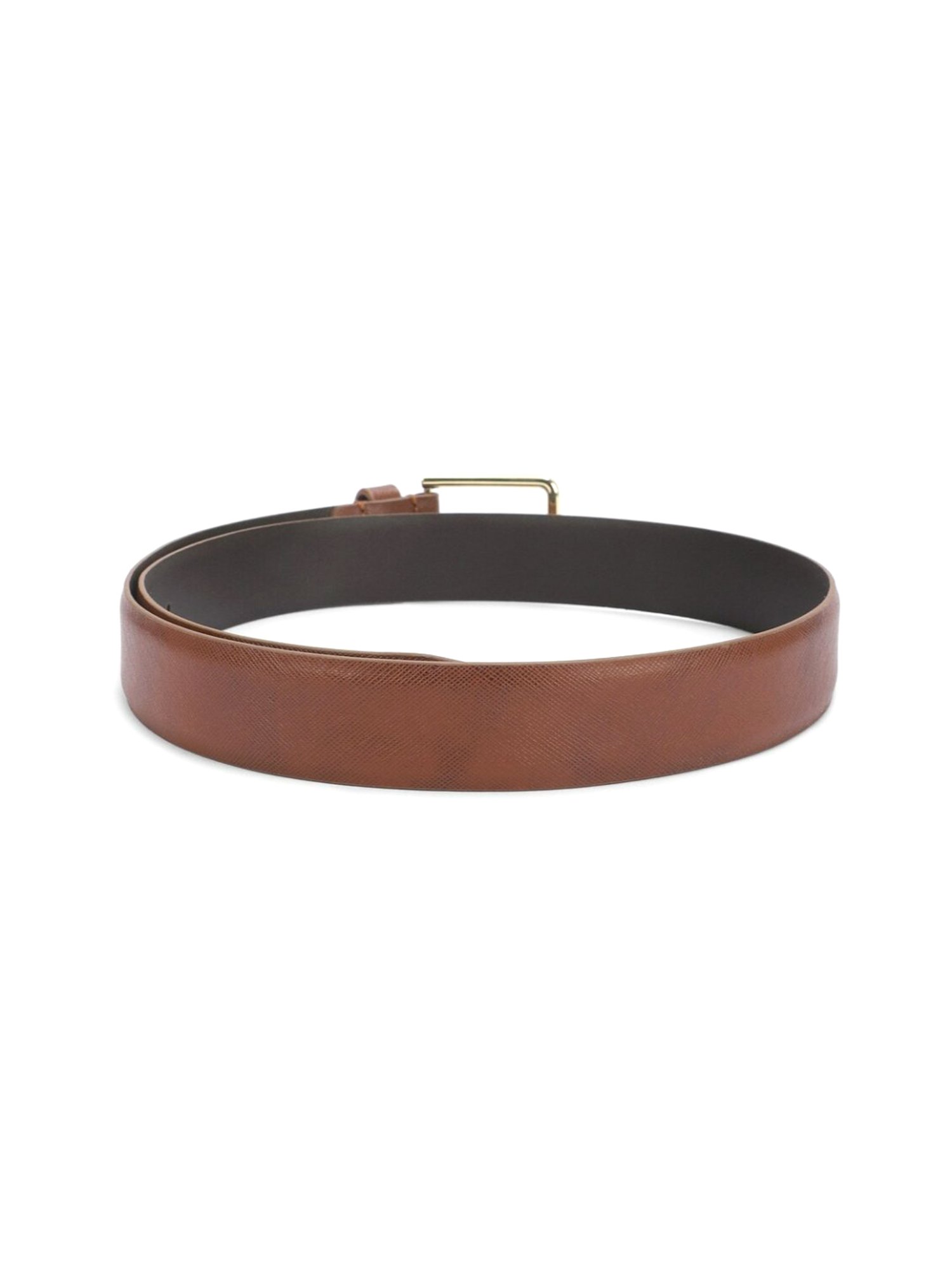 Simon Carter Brown Leather Textured Formal Belt for Men