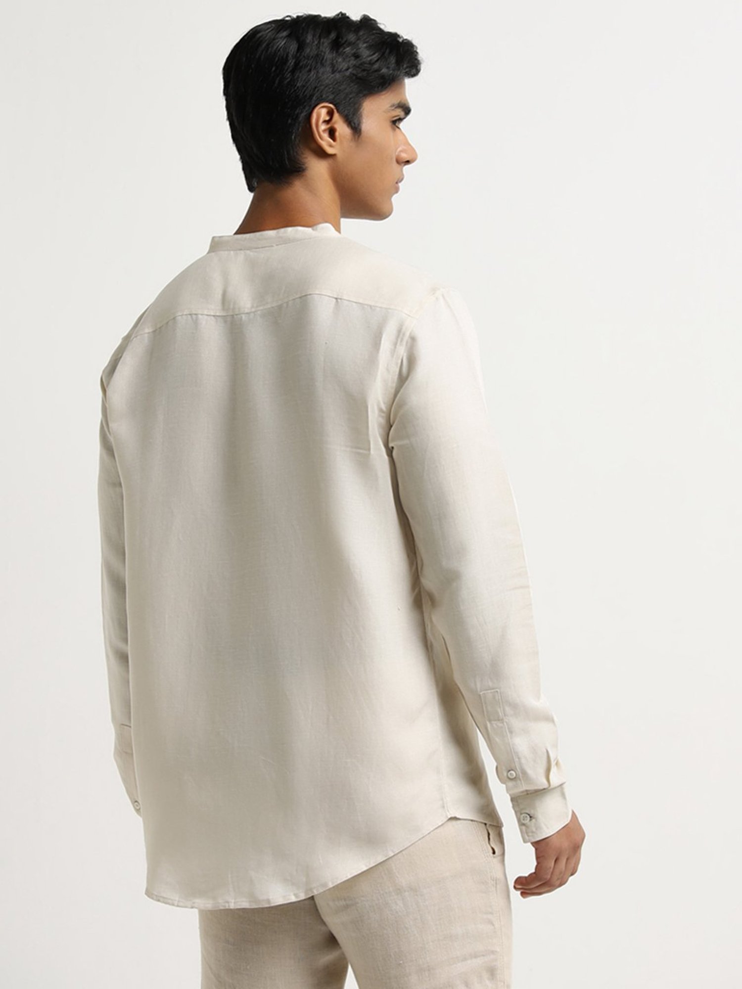 ETA by Westside Off-White Solid Resort-Fit Shirt