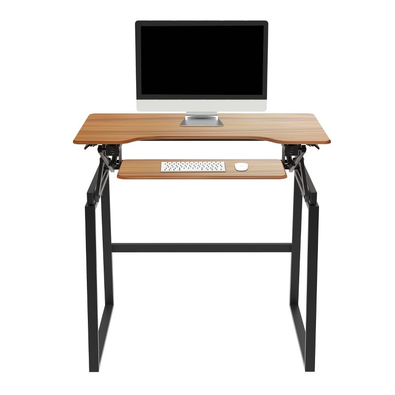 40" Large Adjustable Height Standing Desk Bundle Teak Wood Grain - Rocelco