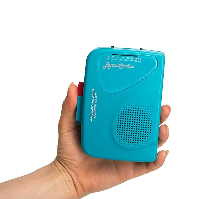 Cassette Player FM Am Radio Walkman Portable Cassette Converter Automatic Stop System Protect Cassette Tape Mic Recorder 2 AA Battery or USB Power Supply Belt clip with Headphone Teal