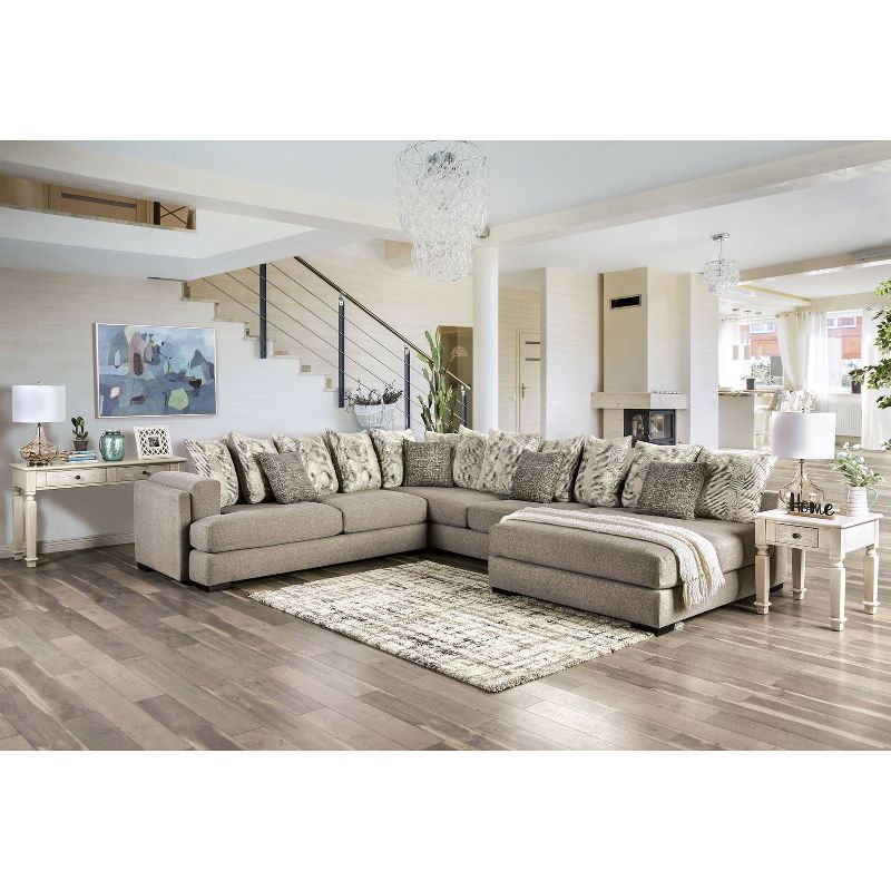 5pc French Seamed Sectional Mona Abstract Gray - Project 62™