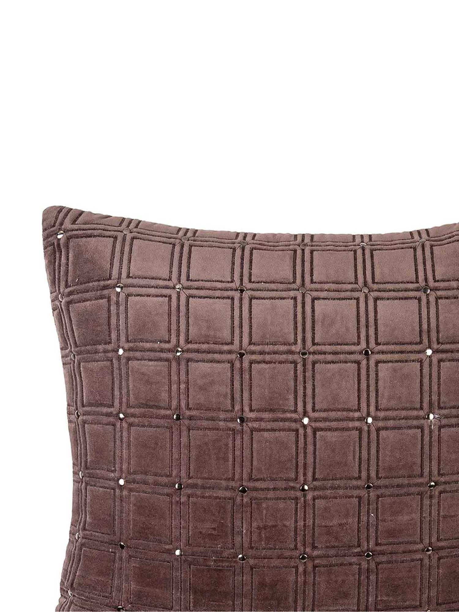 Home4U Brown Cotton Cushion Cover