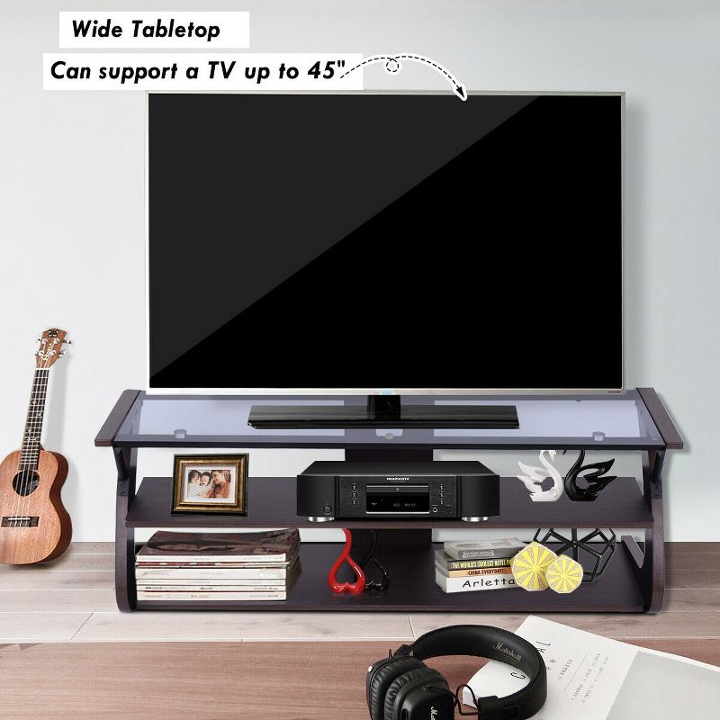 Costway 3-Tier Tempered Glass Top TV Stand Entertainment Center Media Console Furniture