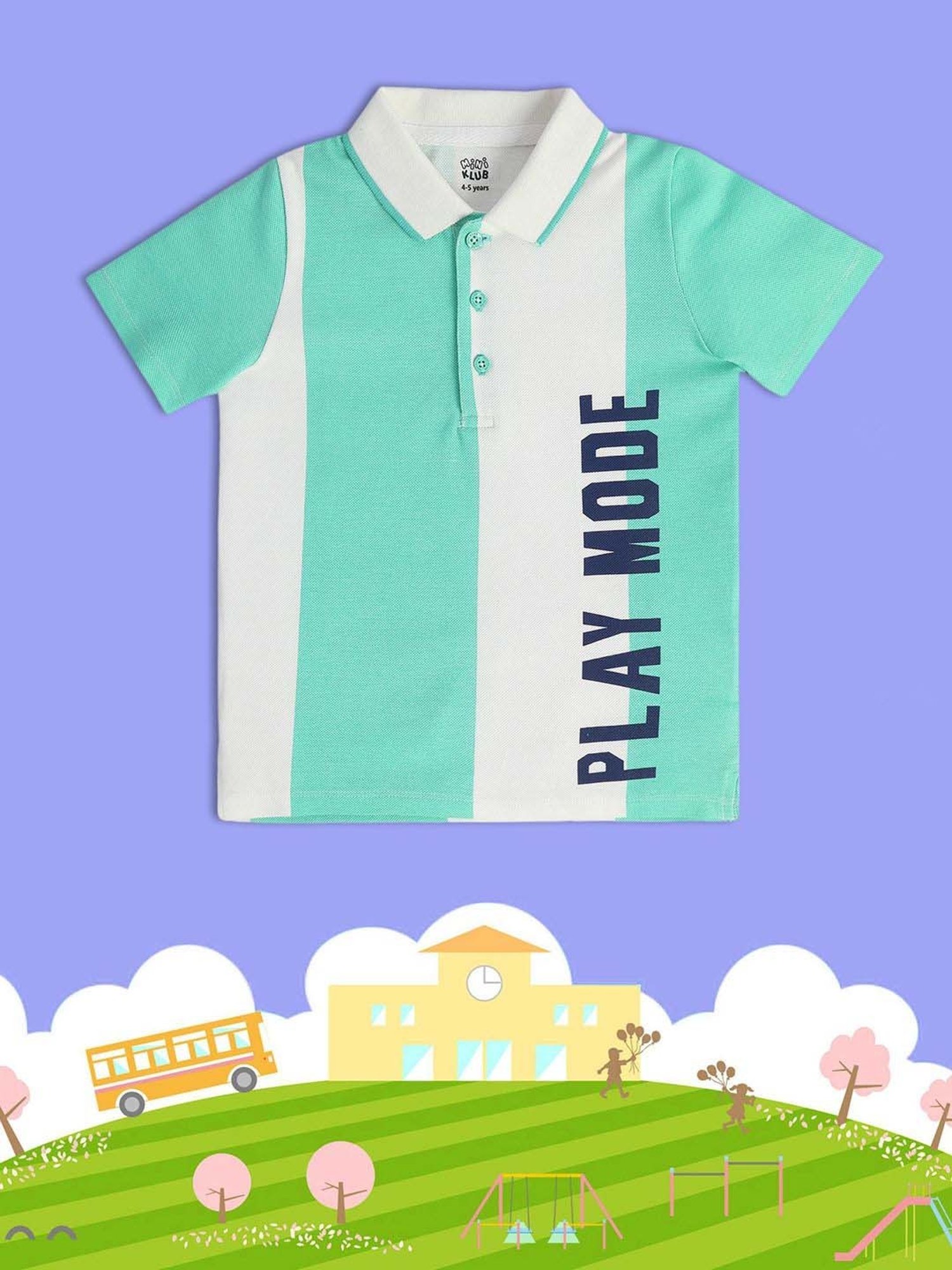MINIKLUB Kids White & Blue Striped Polo T-Shirt