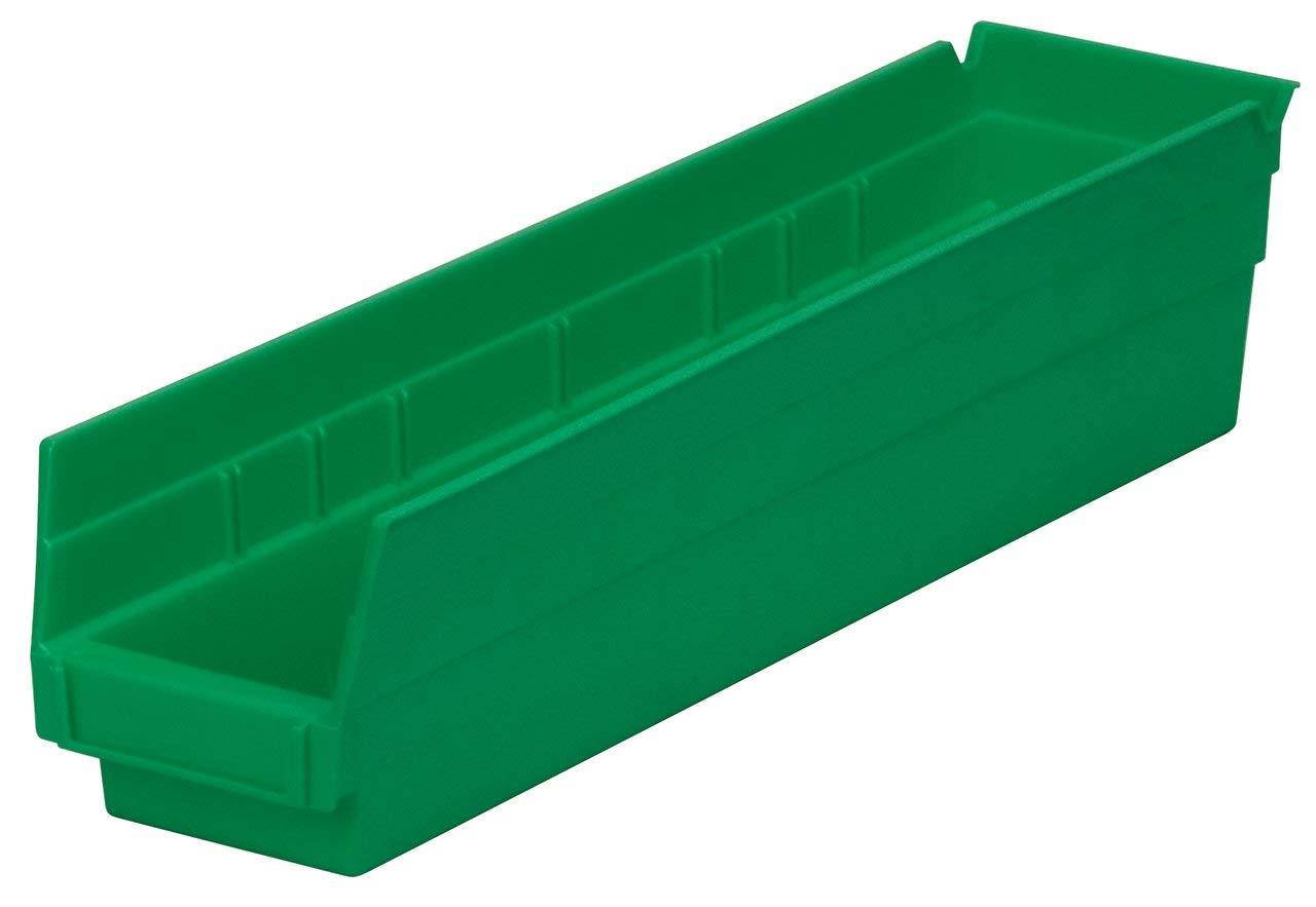 Akro-Mils 30128 18-Inch by 4-Inch by 4-Inch Plastic Nesting Shelf Bin Box, Green, Case of 12