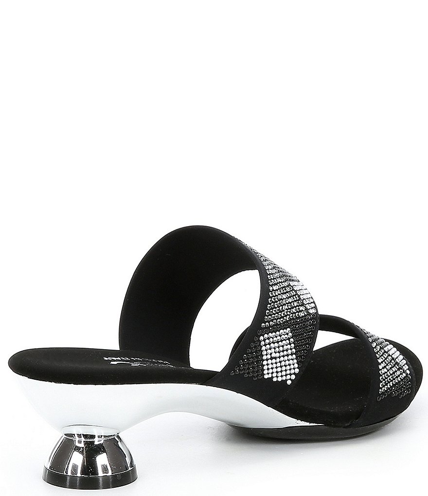 Onex Zenna Stretch Rhinestone Pave Sculptural Heel Dress Slides