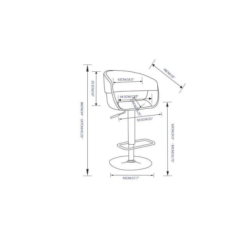 Calina Adjustable Swivel Barstool Charcoal Gray - WyndenHall