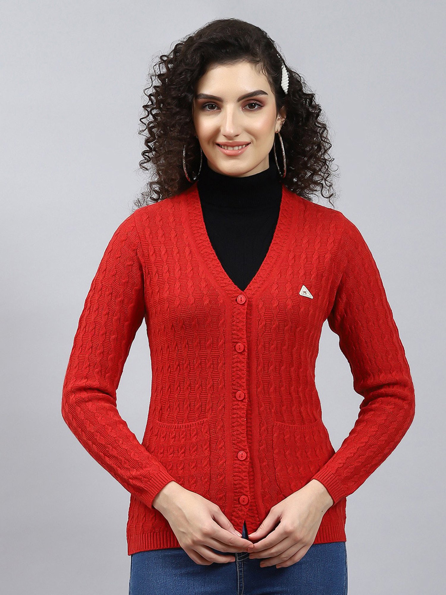 Monte Carlo Red Self Design Cardigan