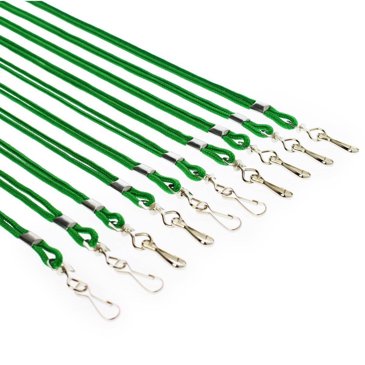 25 Pack - Premium Round ID Badge Neck Lanyards for Card Holders and Name Tags - 36 in Non-Breakaway Heavy Duty Cord & Secure Metal Swivel J Hook Clip by Specialist ID (Green)