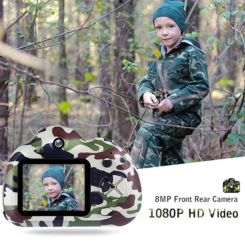 Kids Camera for Boys,4 5 6 7 Year Old Boy Gifts,Toys for 6 7 Year Old Boys,Best Gifts for Toddlers Camping,Kids Digital Video Camcorders,Camo(32GB SD Card Included).