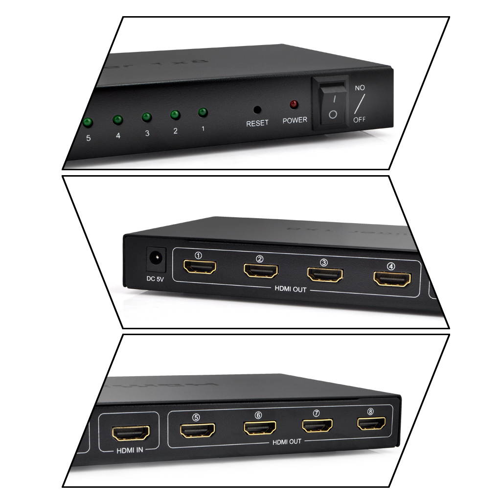 iKKEGOL 8 Port HDMI Splitter Switch Amplify V1.4 108P 3D Video Audio STB HDTV HDCP PS3 DVD