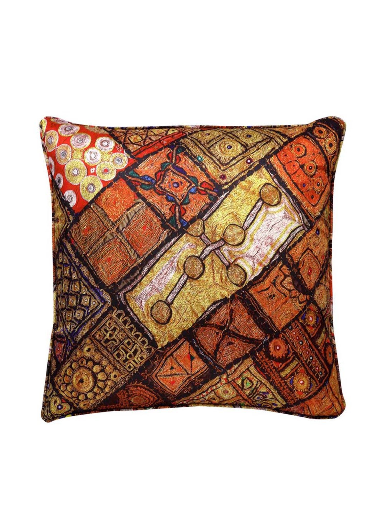 Swayam Multicolor Cotton 40 cm x 40 cm Cushion Covers - Set of 2