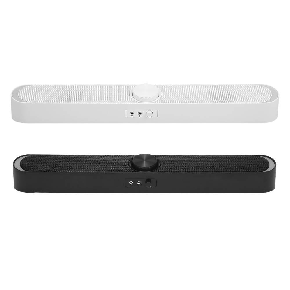 SADA V-198 USB Powered Sound Bar Computer Speakers with LED Lights 3.5mm Audio Mic Plug Wired Soundbar Speaker for PC Cellphone Tablets Desktop Laptop
