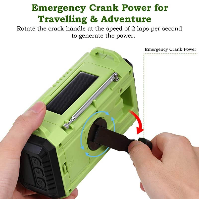 Emergency Solar Hand Crank Radio 5way Powered AMFMSWNOAA Weather Alert Radio Power Bank for Phone Charger SOS Loud AlarmLED FlashlightReading LampCompass for Camping Travelling Home