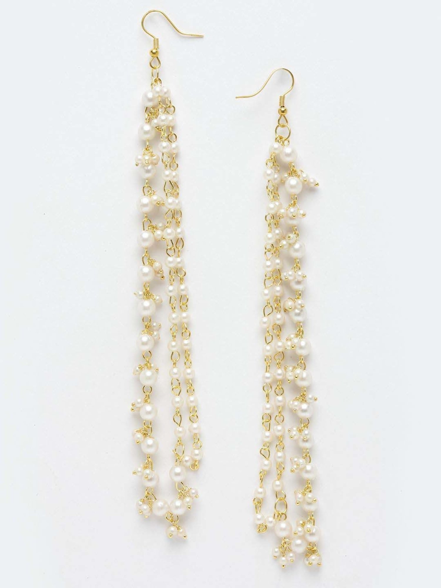Panash Gold-Plated White Pearls Handcrafted Ear Chains Detachable Earrings