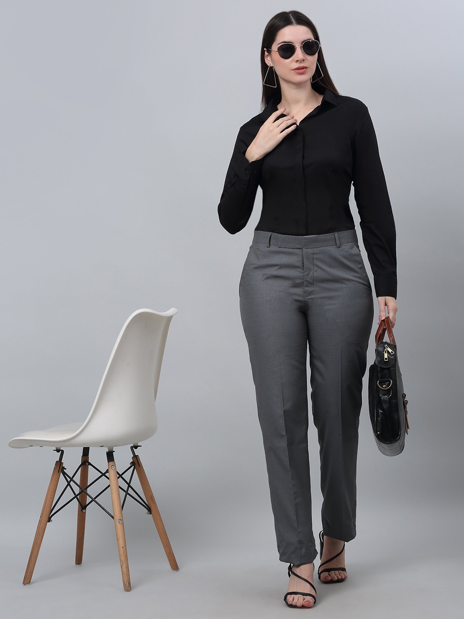 Cantabil Black Cotton Regular Fit Shirt