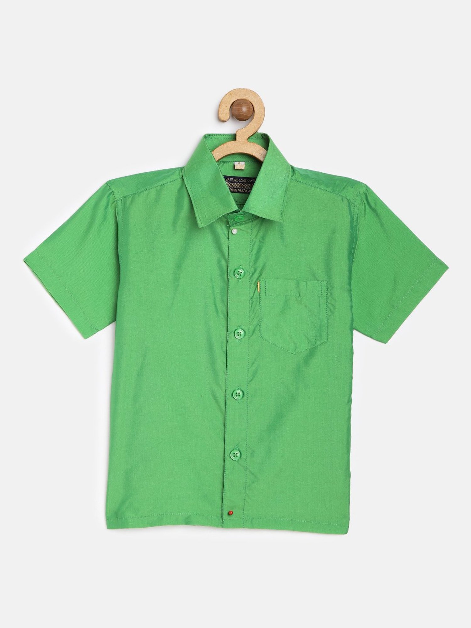 THANGAMAGAN Kids Light Green Solid Lining Shirt