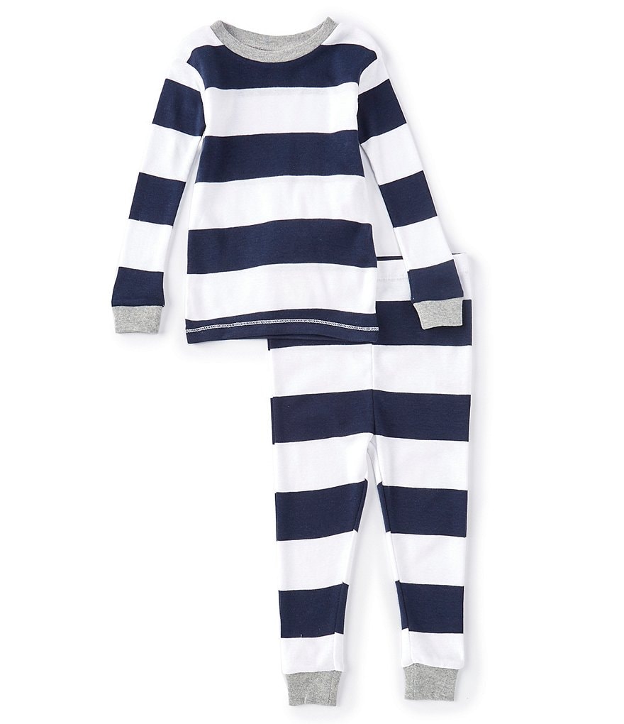 Burt's Bees Baby 12-24 Months Long-Sleeve Rugby Stripe 2-Piece Pajamas Set