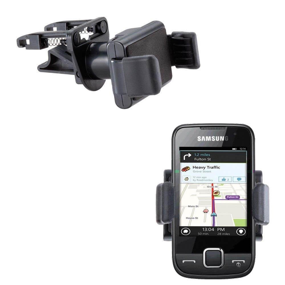 Gomadic Ultra Compact Air Vent Clip Based Cradle Holder Car / Auto Mount suitable for the Samsung GT-S5600 Preston