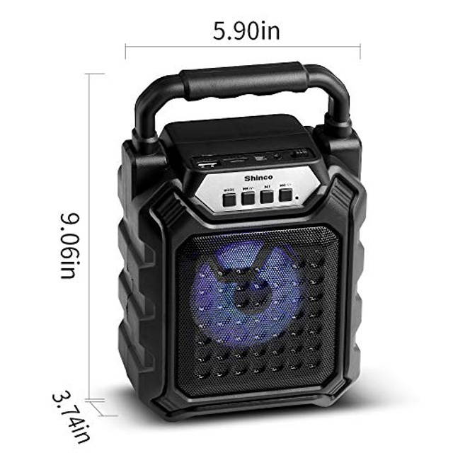 Shinco Portable Bluetooth Speaker with Colorful LED Light, Rich Bass, MP3 Player, TF Card, USB Input, AUX Line-in, 66 ft Wireless Range, Perfect for Home Audio Entertainment and Outdoor