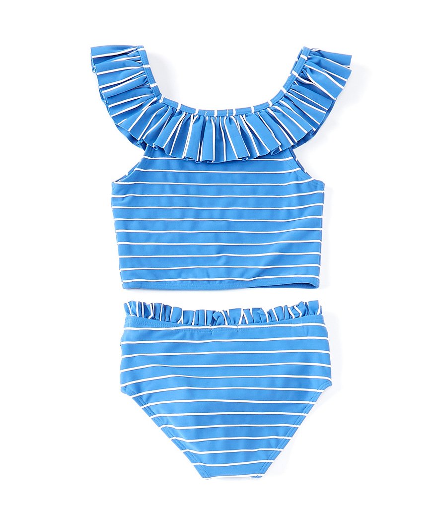 Habitual Big Girls 7-16 Striped Ruffle Tankini Top & Matching Hipster Two-Piece Swimsuit
