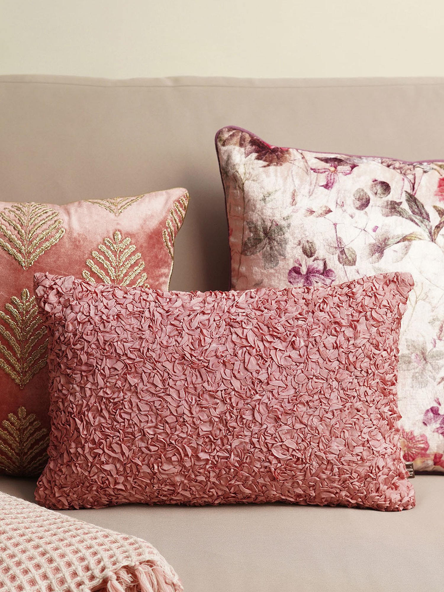 Pure Home and Living Pink Poly Dupion Textured Cushion Cover