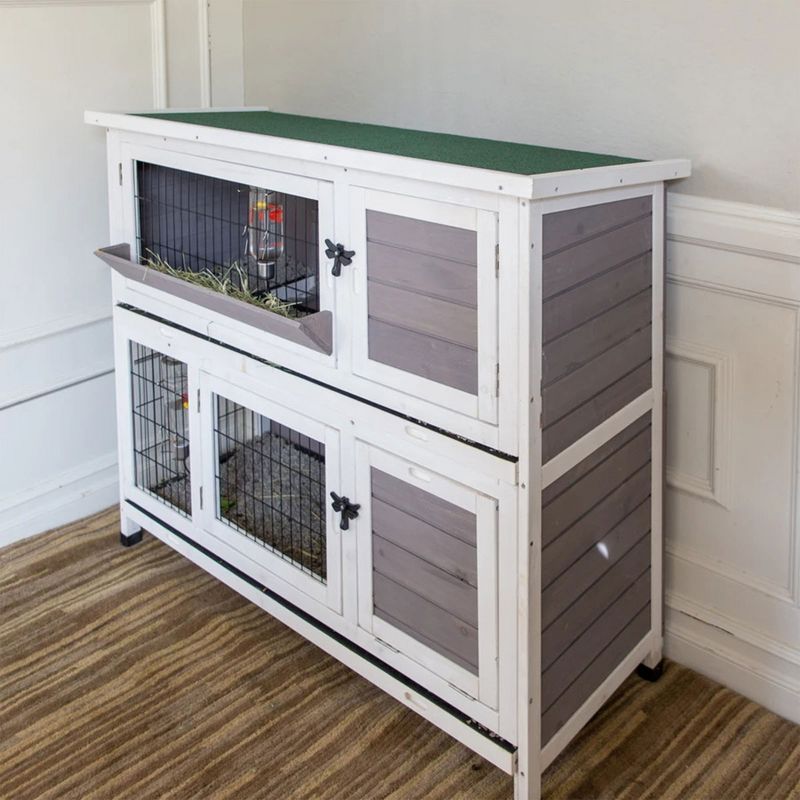 Trixie 2-Story Rabbit Hutch - Medium - Brown/White