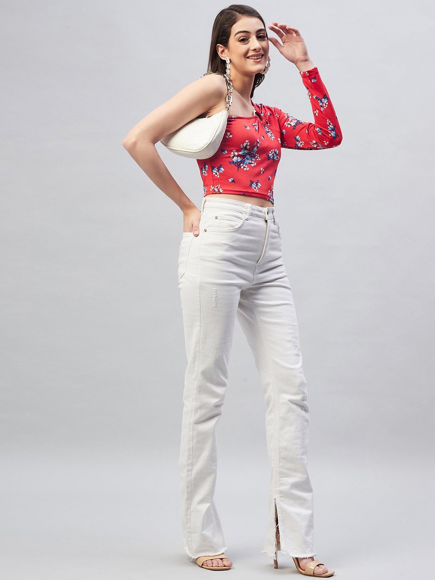 Rare Red Floral Print Crop Top