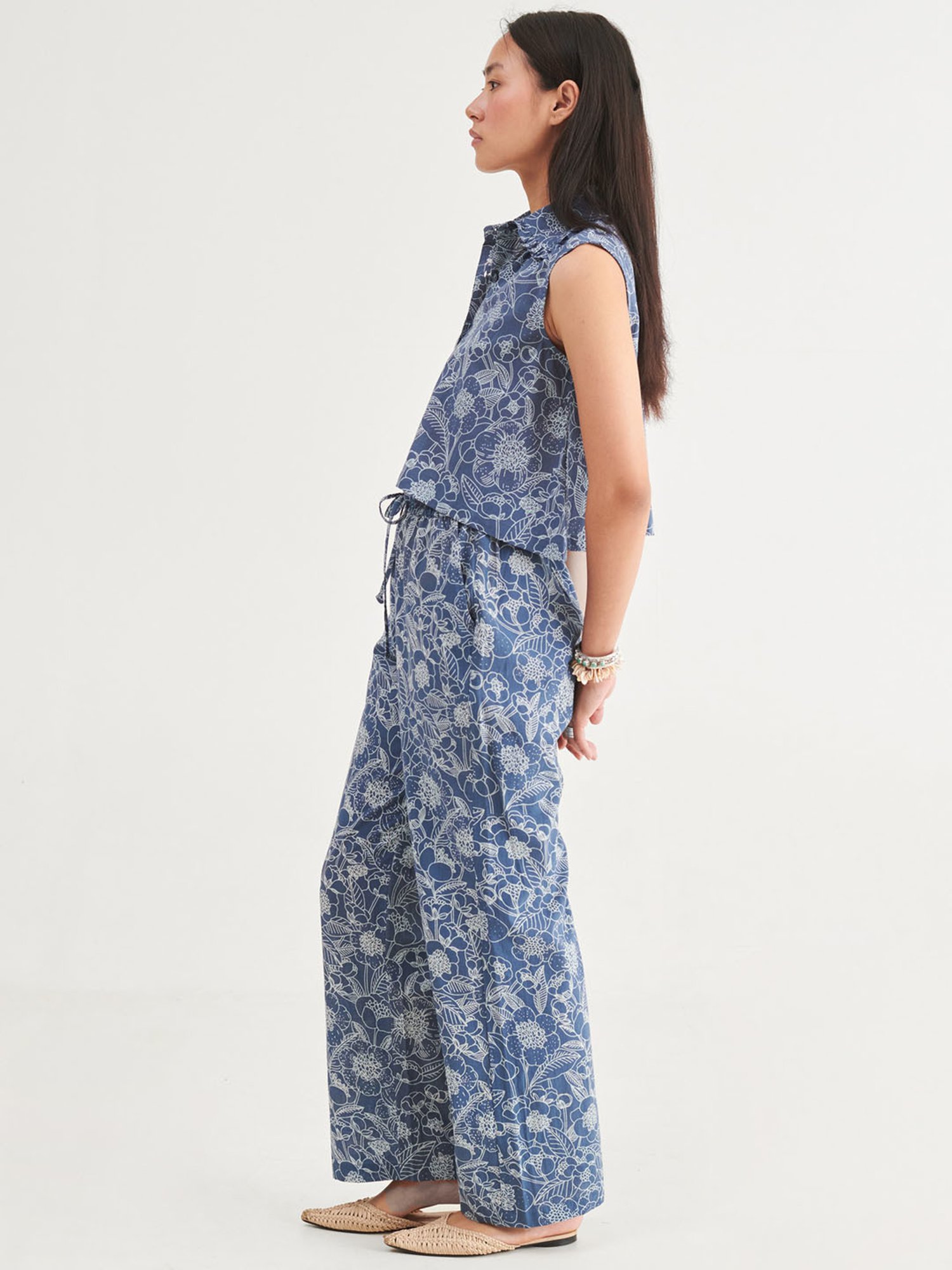Prakriti Jaipur Indigo Crop Shirt Co-Ord Set
