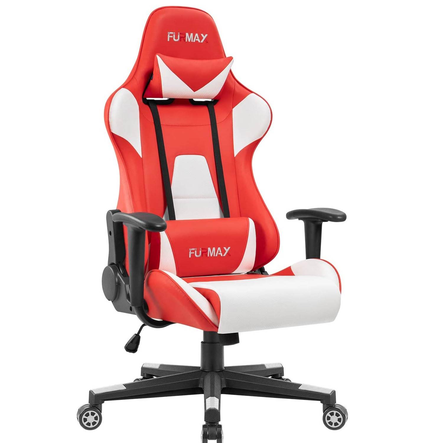 Furmax Gaming Office Chair Ergonomic High-Back Racing Style Adjustable Height Executive Computer Chair, PU Leather Swivel Desk Chair (Black/Grey)