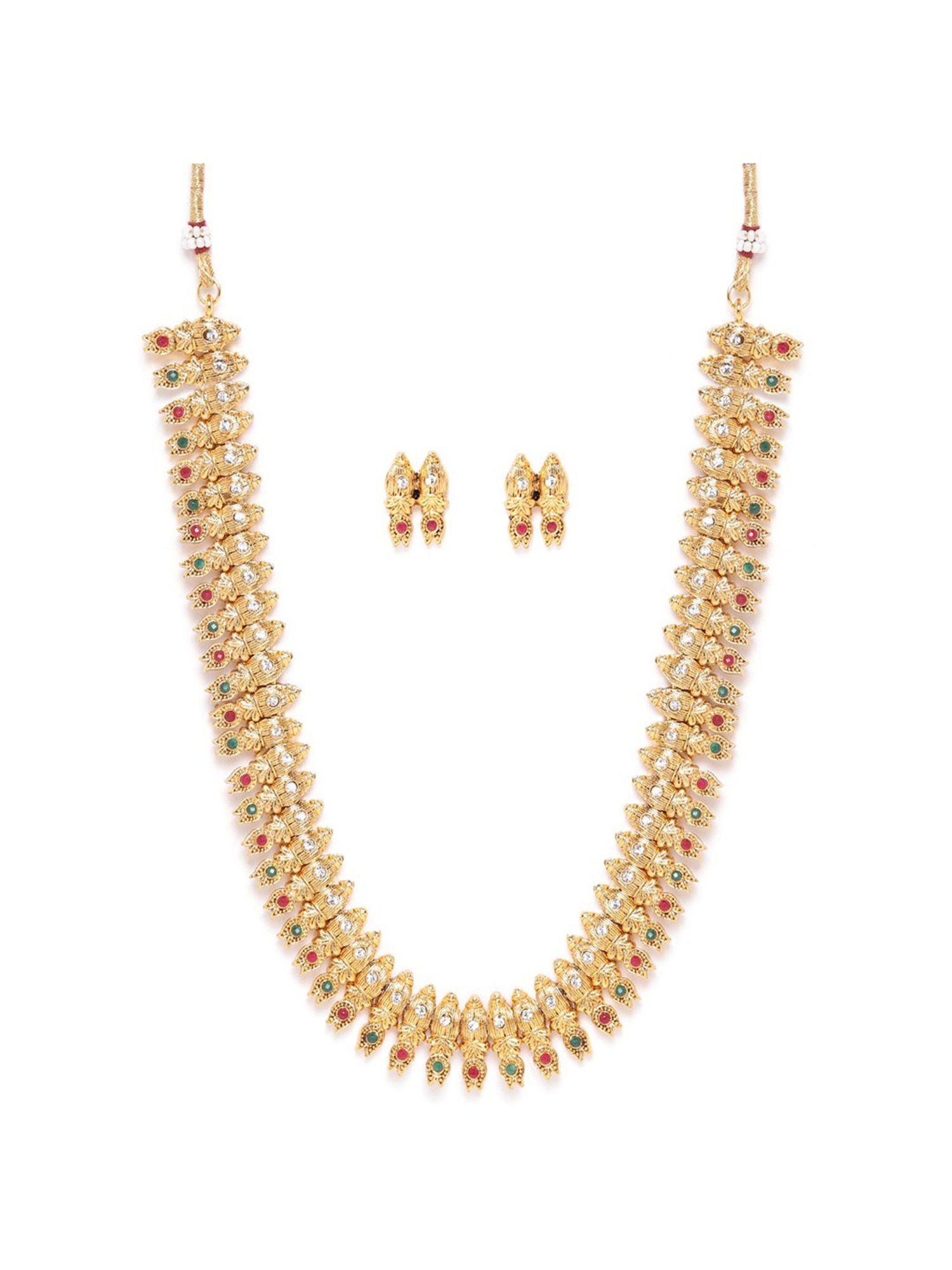 Sri Jagdamba Pearls White Alloy Classic Necklace & Earring Set