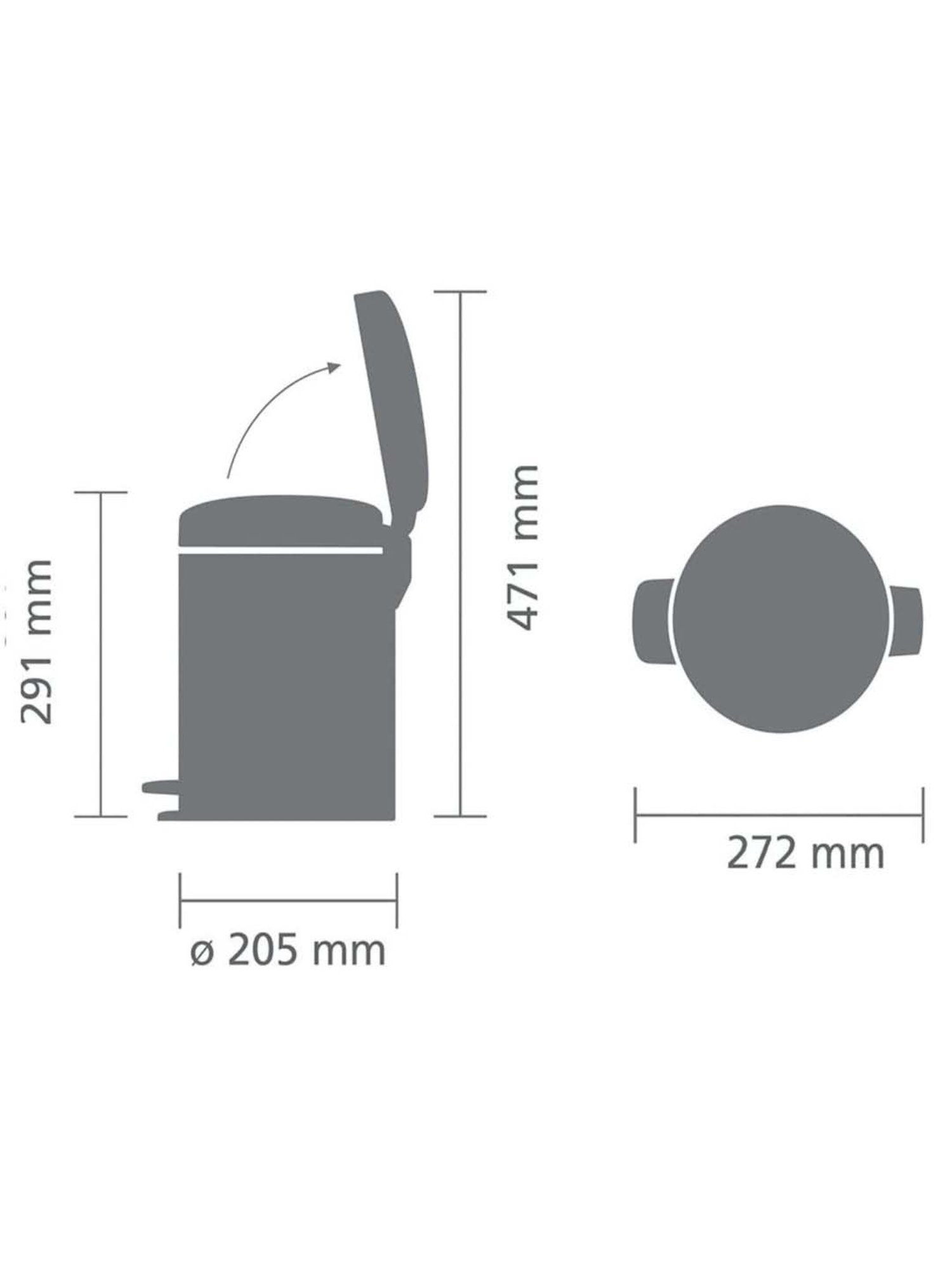 BRABANTIA NewIcon Silver & Black Stainless Steel Pedal Bin (3 L) - Set of 1