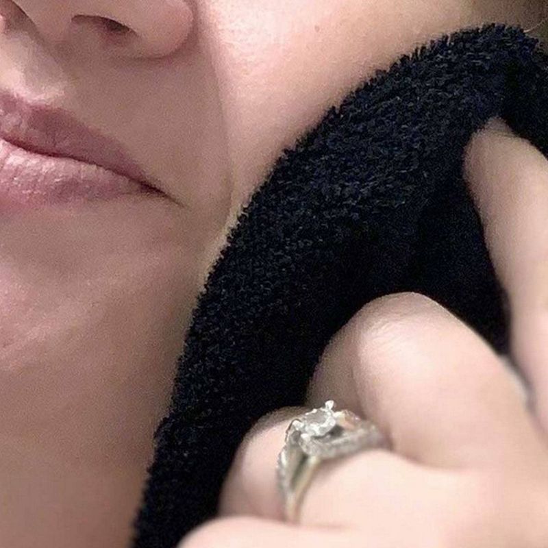 6pc Rayon from Bamboo Day and Night Facial Washcloth Set Black - BedVoyage