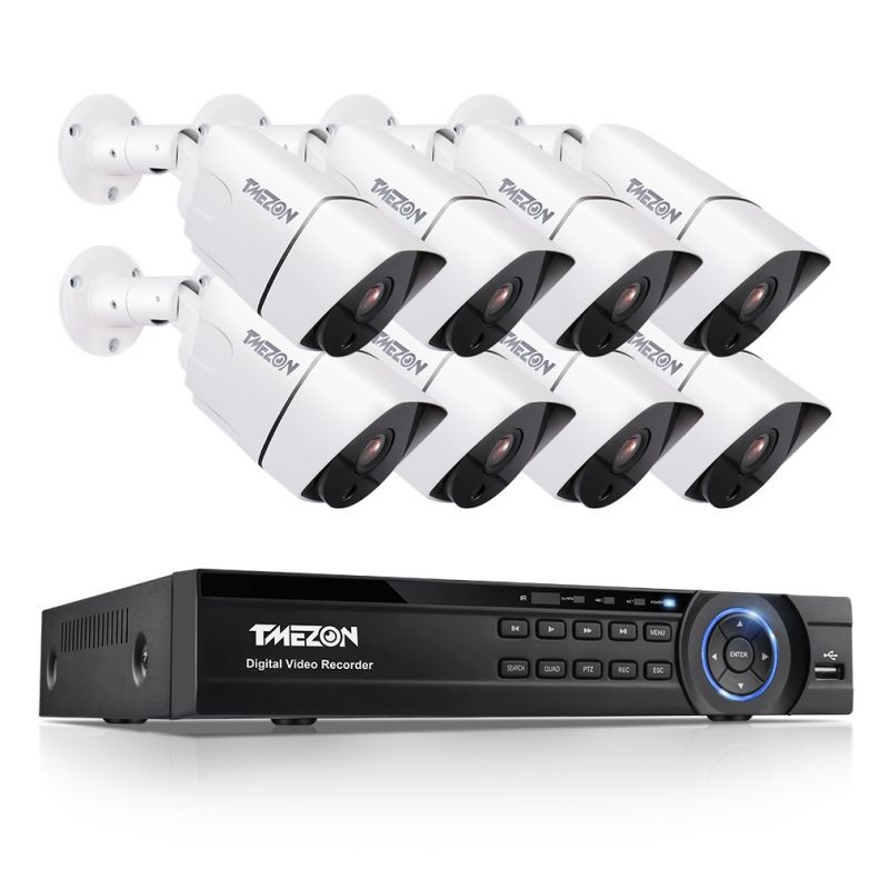 TMEZON 4K Ultra HD CCTV Camera System, 16 Channel H.265+ 4K (3840x2160) Video DVR with No Hard Drive 8 x 4K (8.0MP) IP66 Weatherproof Bullet Surveillance Cameras, IR Night Vision Security Kit