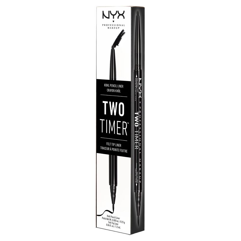 NYX Professional Makeup Two Timer Dual Ended Eye Liner Black - 0.45oz