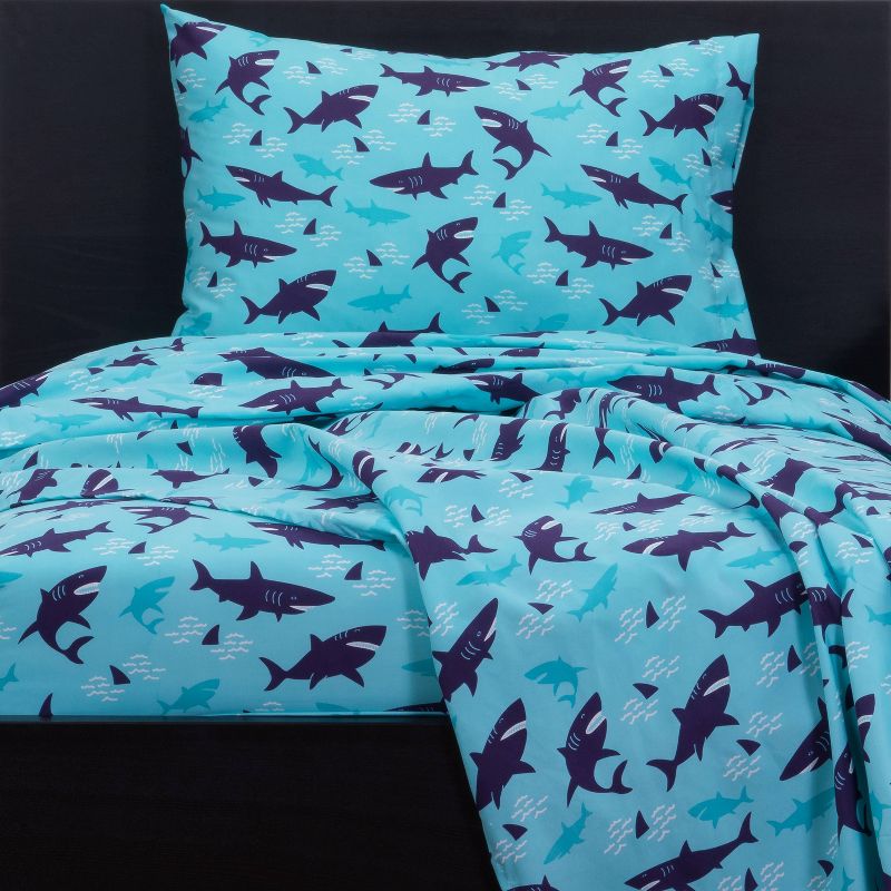 Twin Shark Sleepover Sheet Set Black - Highlights