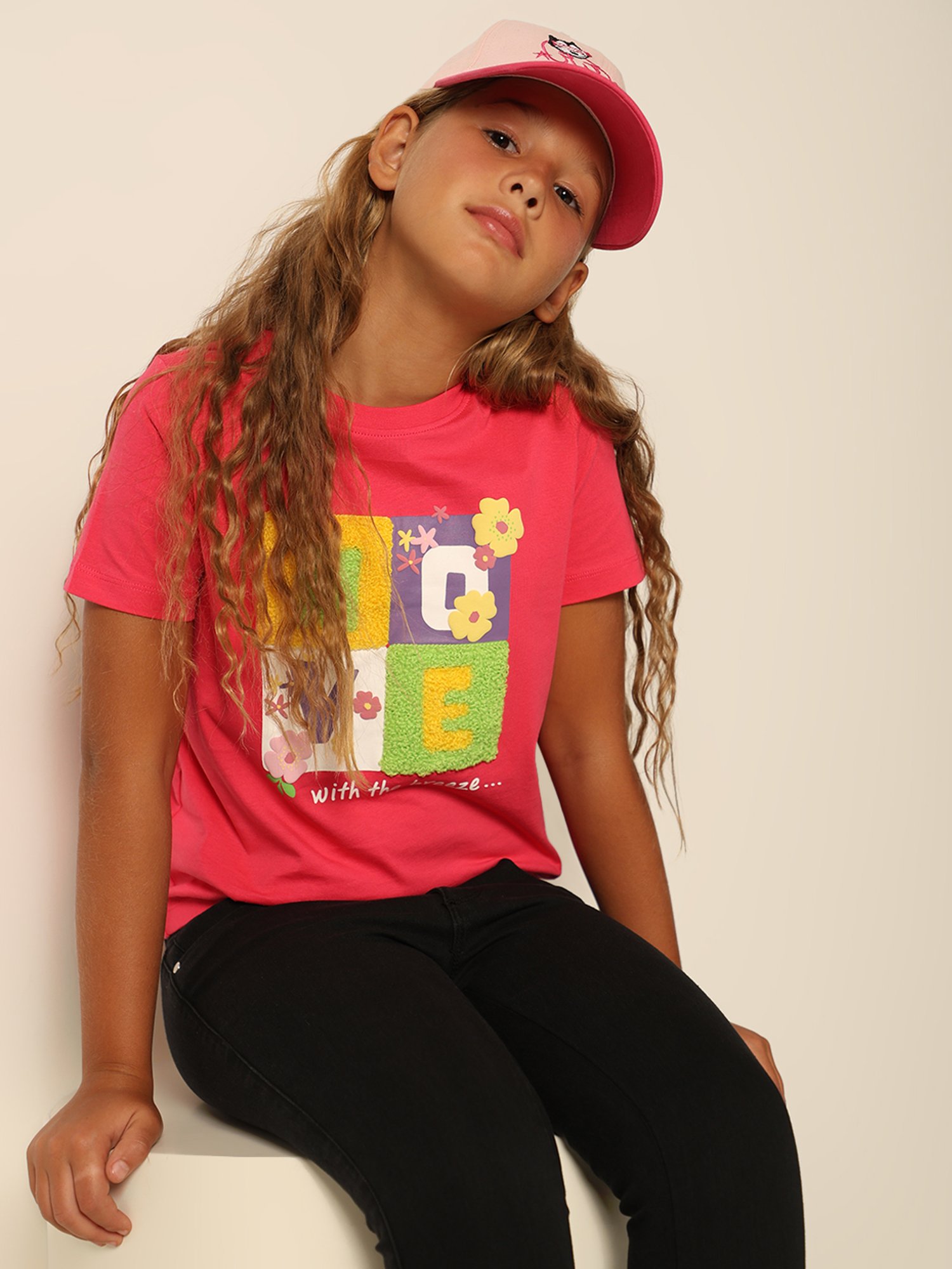 VERO MODA GIRL Pink Printed T-Shirt