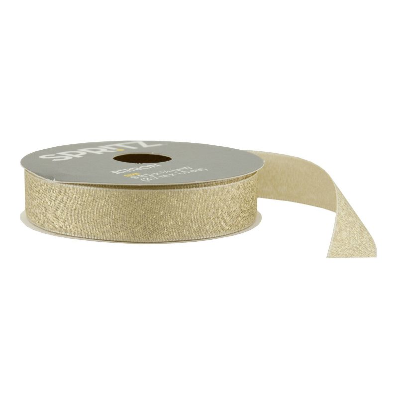 5/8" x 3yd Fabric Ribbon Gift Packaging Accessory Metallic Gold - Spritz™