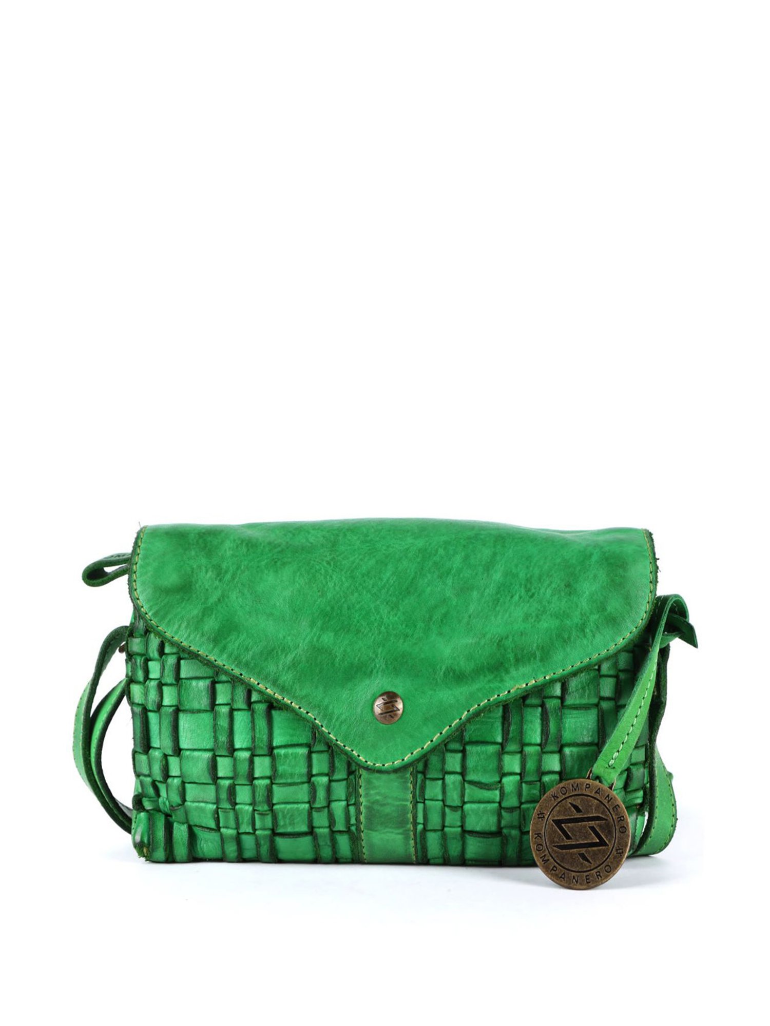 KOMPANERO Mia Light Green Leather Textured Sling Handbag