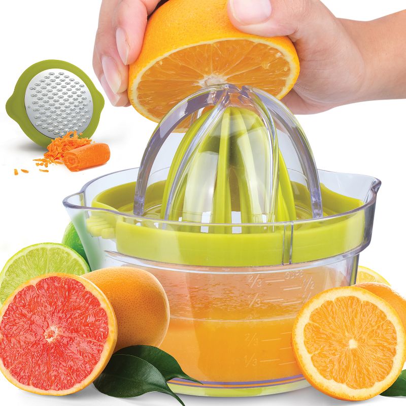 Zulay Kitchen Lemon Juicer Squeezer with Built-In 12 oz Measuring Cup, Strainer & Vegetable Grater