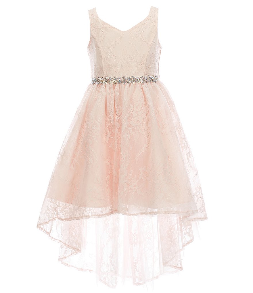 Honey and Rosie Big Girls 7-16 Sleeveless Ruffled Neck Scuba Skater Dress