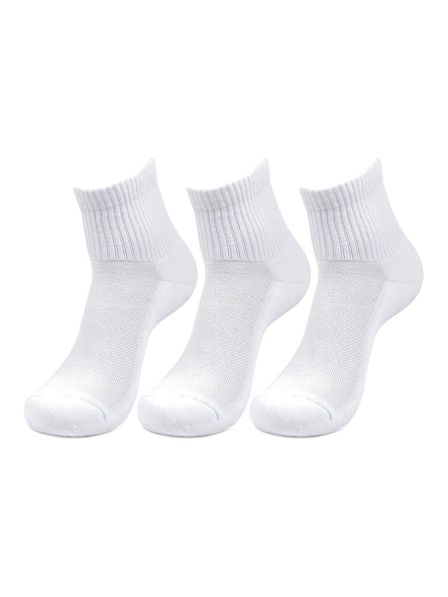 Bonjour White Self Design Socks - Pack of 3