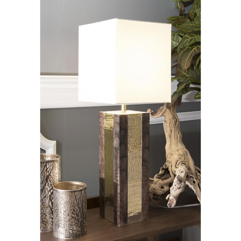 nuLOOM Chandler 25" Wood & Brass Table Lamp Lighting - Gold 25" H x 9" W x 9" D