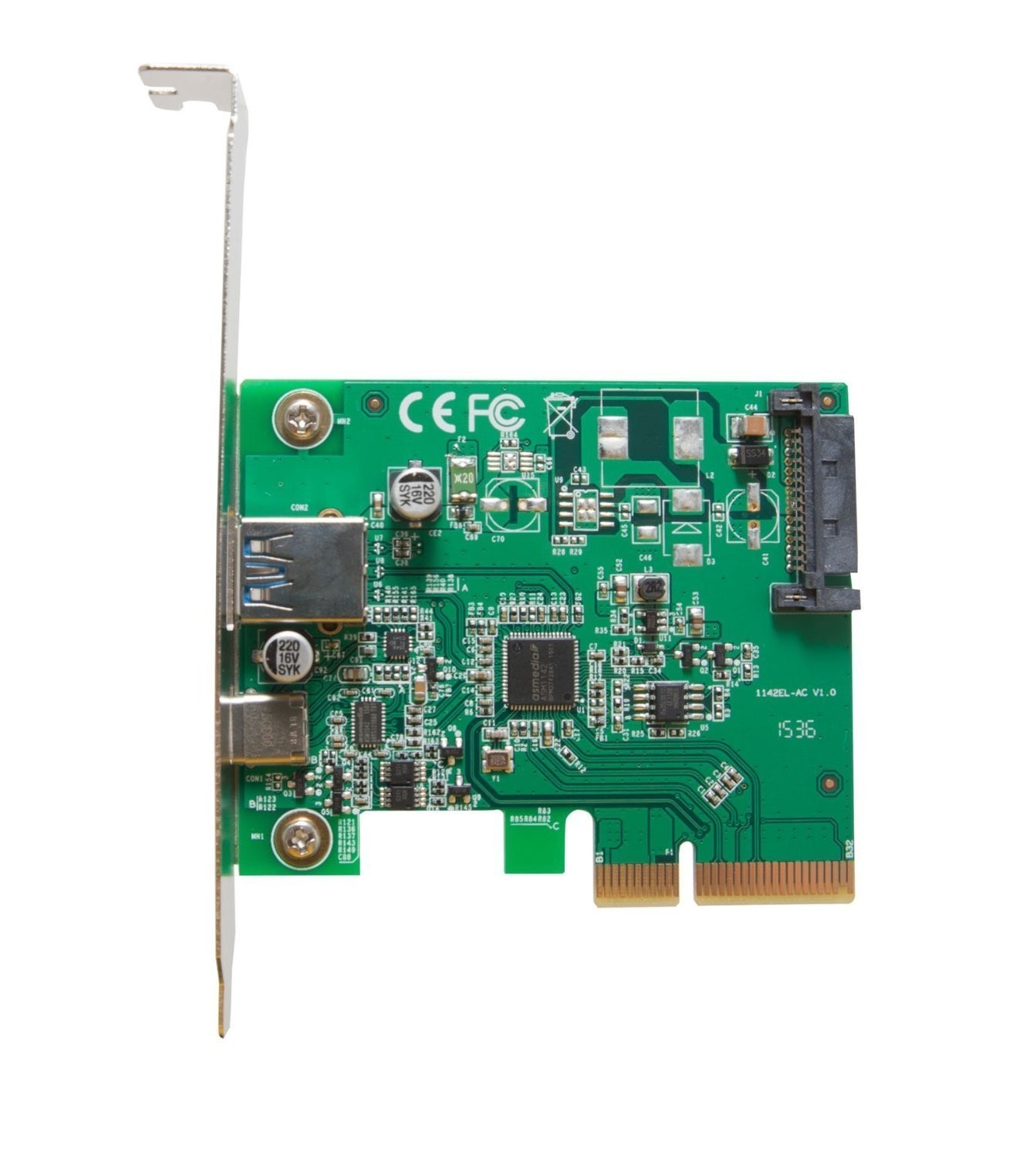 IO Crest IOCrest USB 3.1 Gen II 10Gbps 2-Port Full-Duplex Controller X4 Slot Card Type-C and Type-A Ports Components Other SI-PEX20189